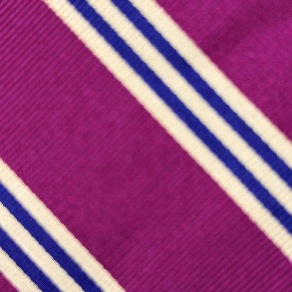 Vintage Brooks Brothers Boys Silk Rep Stripe Tie USA Burgundy Navy Gold 44x2.75